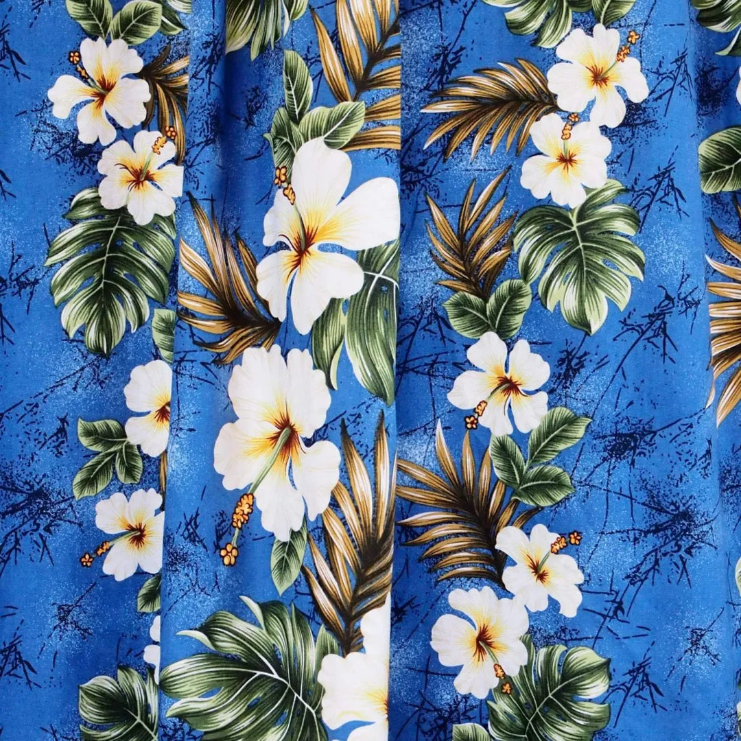 Hanauma Blue Long Ruffle Hawaiian Muumuu Dress - Made in Hawaii