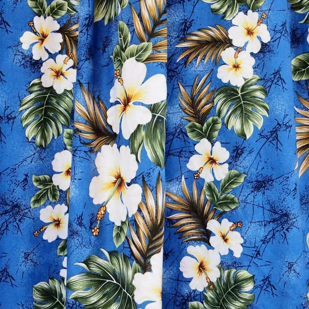Hanauma Blue Long Ruffle Hawaiian Muumuu Dress Made in Hawaii