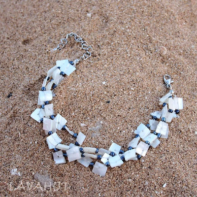 Hanauma White Mother - of - pearl Hawaiian Bracelet - Made In Hawaii