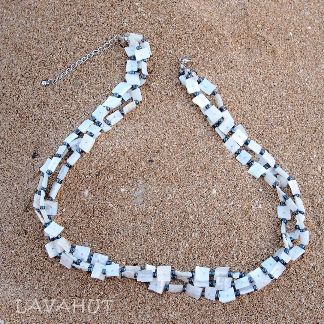 Hanauma White Mother-of-pearl Hawaiian Necklace - Made in Hawaii