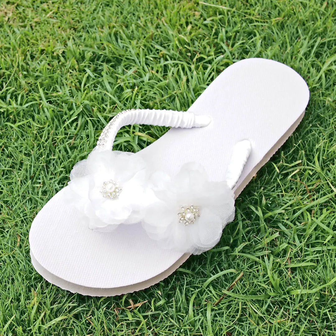 Harmony White Bridal Flip Flops - Made in Hawaii