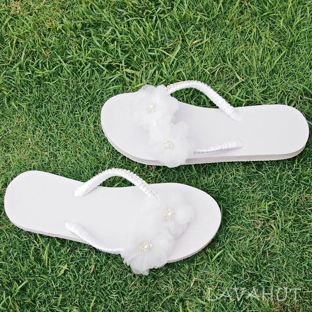 Harmony White Bridal Flip Flops - Made in Hawaii