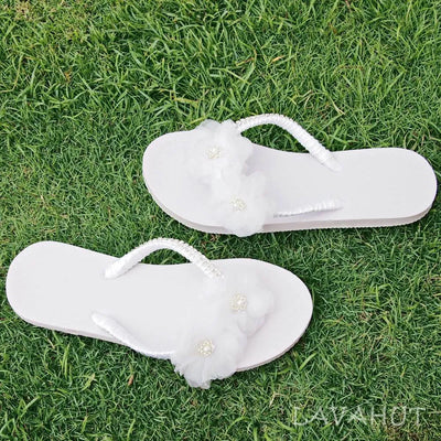 Harmony White Bridal Flip Flops - Made In Hawaii