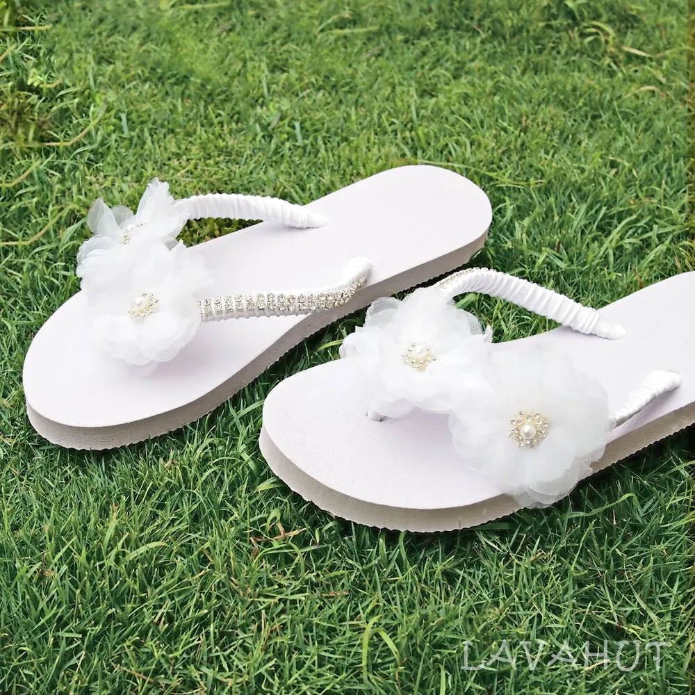 Harmony White Bridal Flip Flops - Made in Hawaii