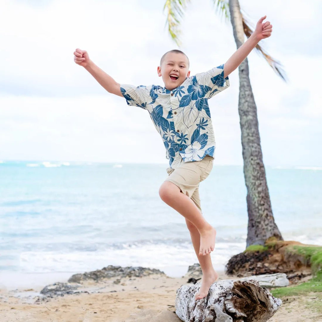 Haven Blue Hawaiian Boy Shirt – Authentic Hawaiian Boy's Hawaiian Shirts by Lavahut