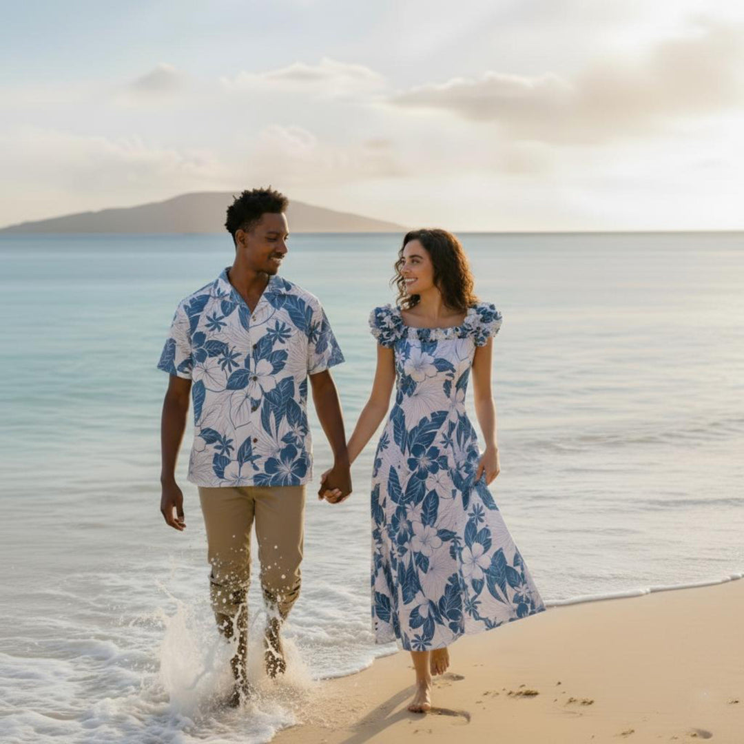 Haven Blue Hawaiian Cotton Shirt Made in Hawaii