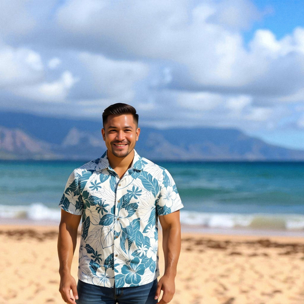 Haven Blue Hawaiian Cotton Shirt Made in Hawaii