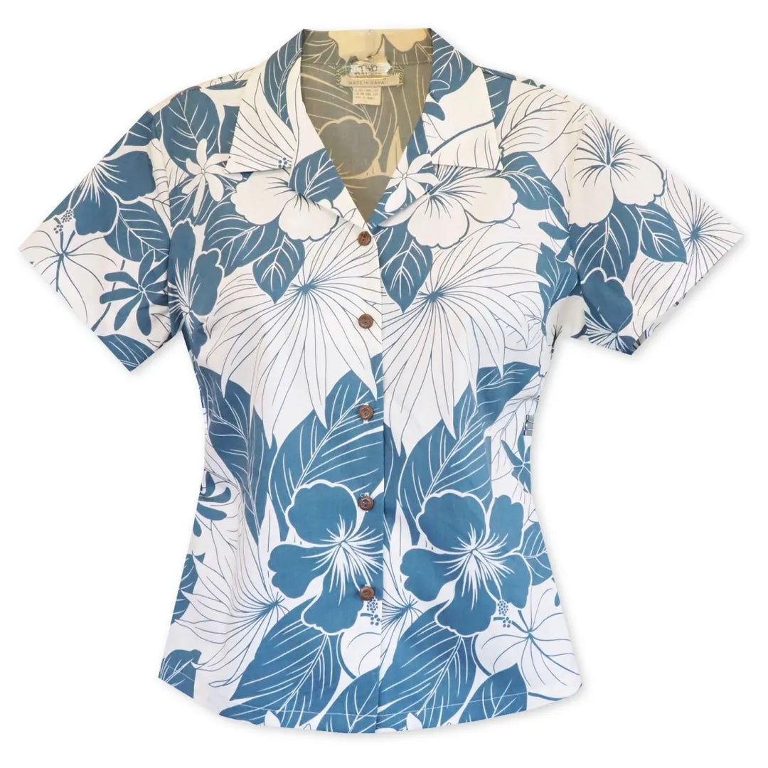 Haven Blue Lady’s Hawaiian Cotton Blouse - Made in Hawaii