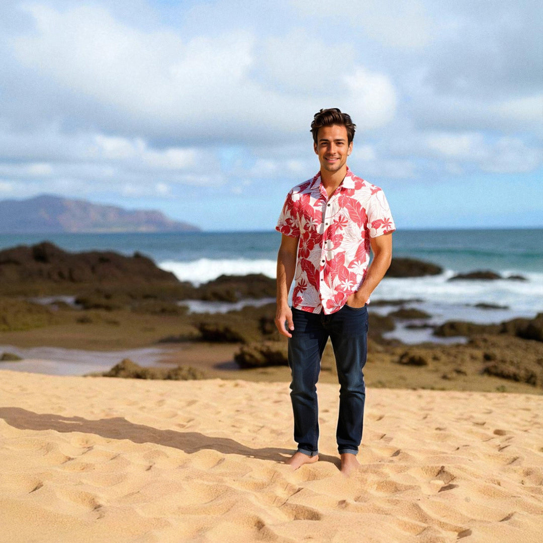 Haven Coral Hawaiian Cotton Shirt Made in Hawaii
