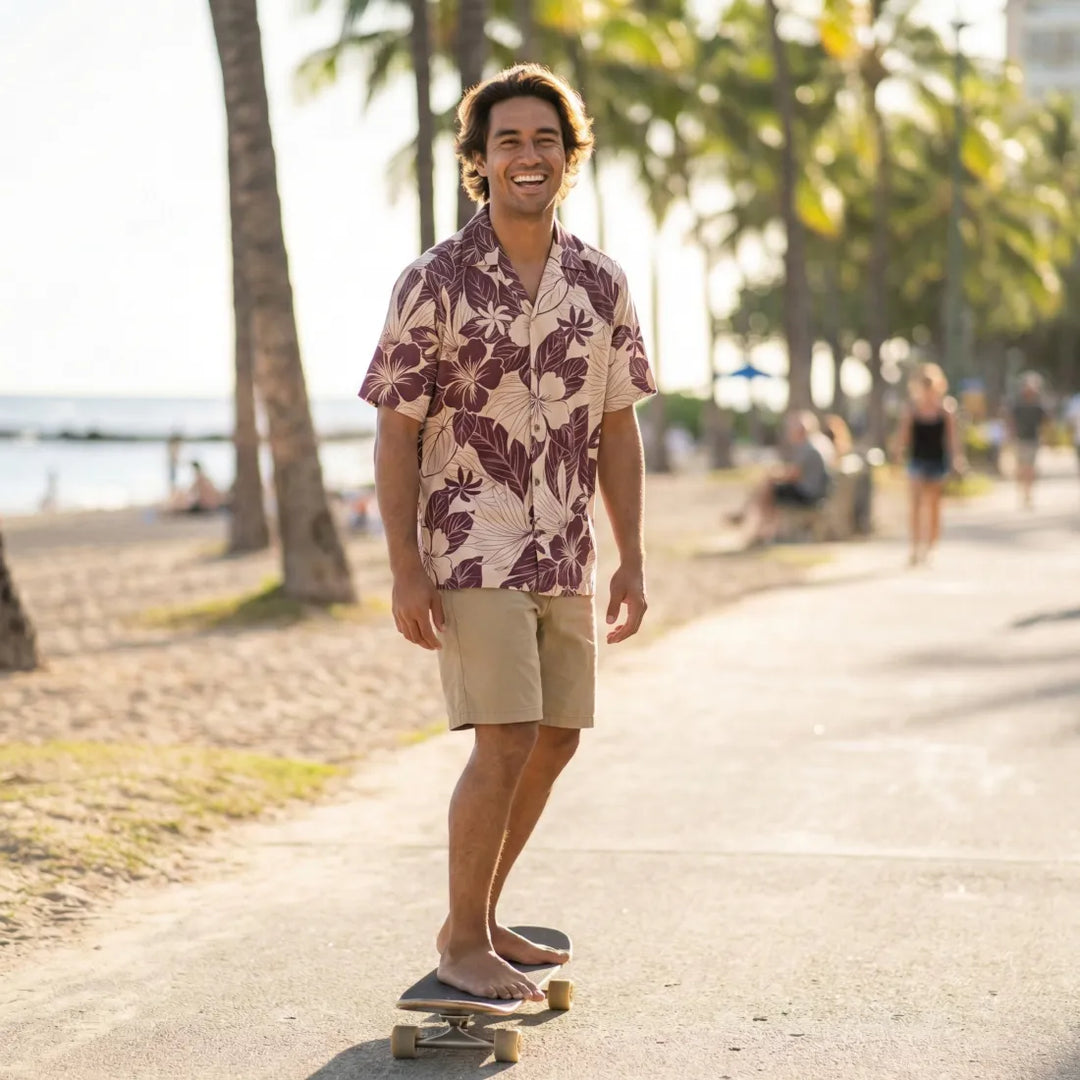 Haven Purple Hawaiian Cotton Shirt - Made in Hawaii