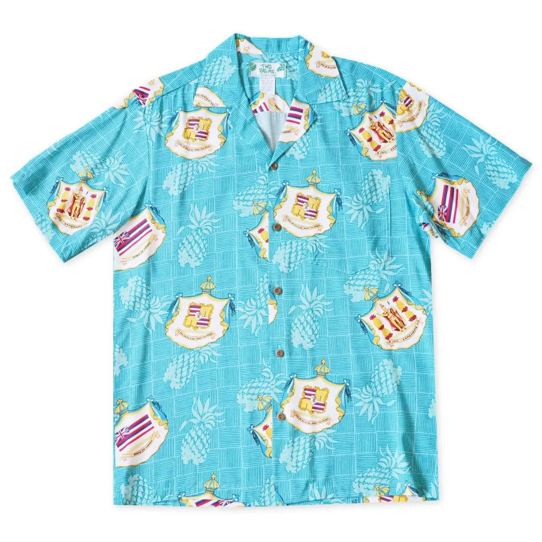 Hawaii Crest Aqua Hawaiian Rayon Shirt - Made in Hawaii