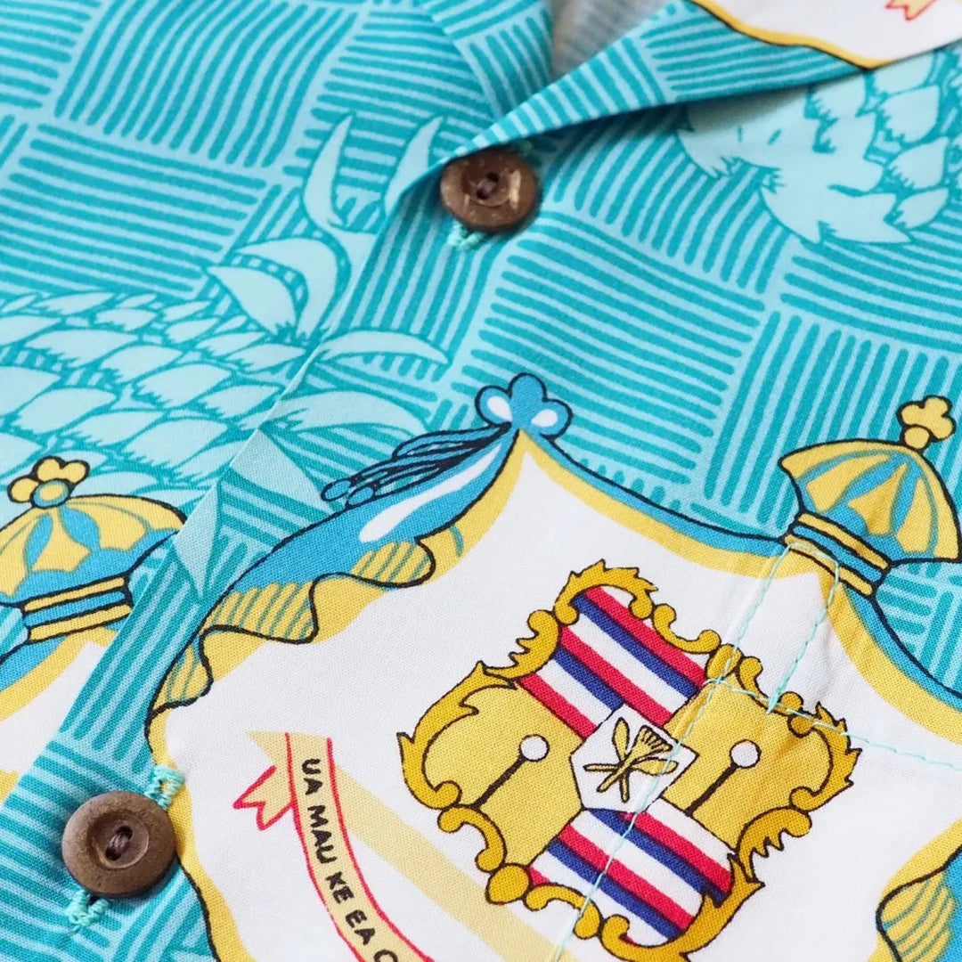 Hawaii Crest Aqua Hawaiian Rayon Shirt - Made in Hawaii