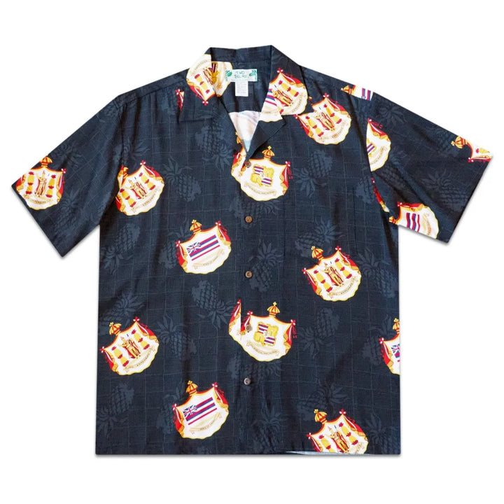 Hawaii Crest Black Hawaiian Rayon Shirt - Made in Hawaii