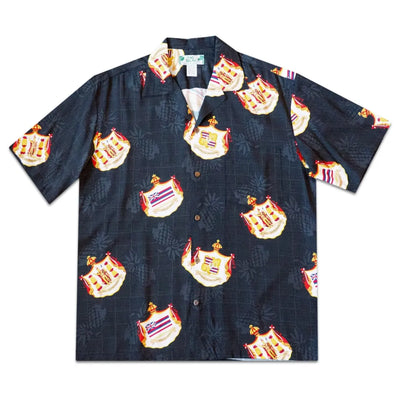 Hawaii Crest Black Hawaiian Rayon Shirt - Made