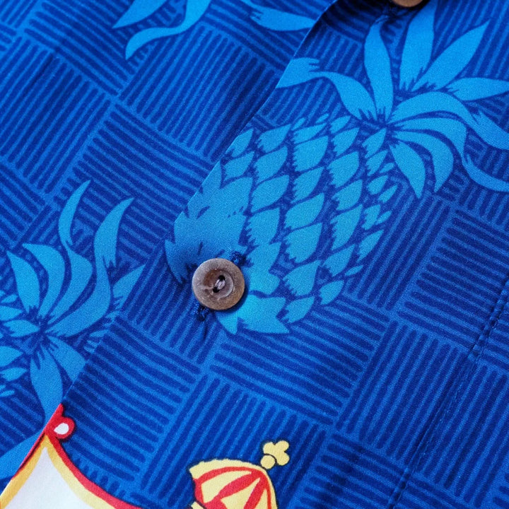 Hawaii Crest Blue Hawaiian Rayon Shirt - Made in Hawaii