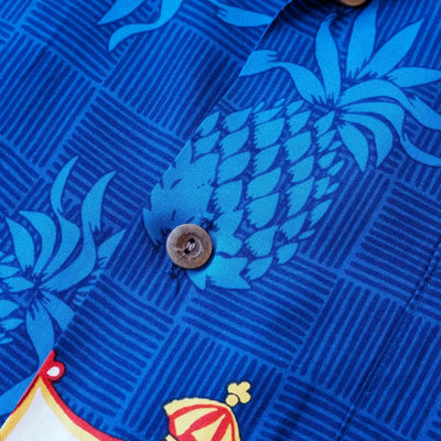 Hawaii Crest Blue Hawaiian Rayon Shirt - Made