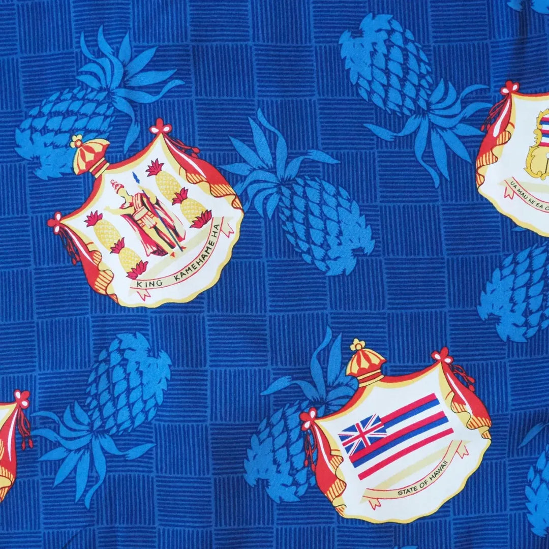 Hawaii Crest Blue Hawaiian Rayon Shirt - Made in Hawaii