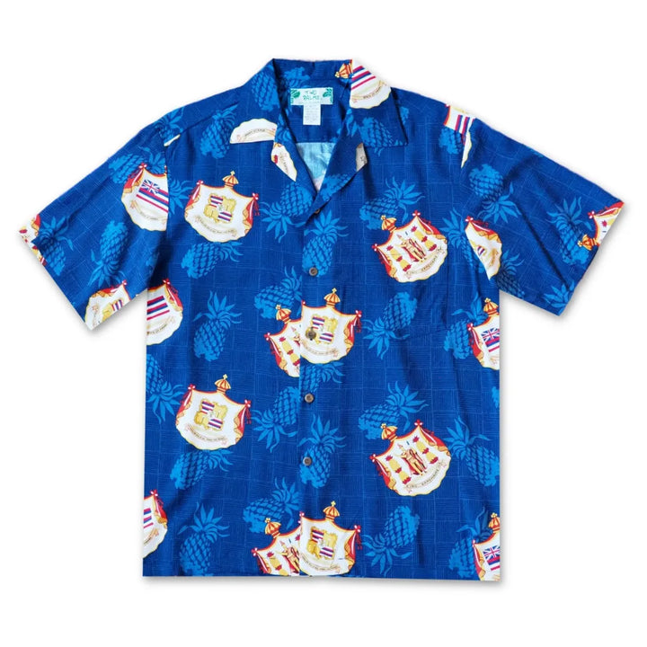 Hawaii Crest Blue Hawaiian Rayon Shirt - Made in Hawaii