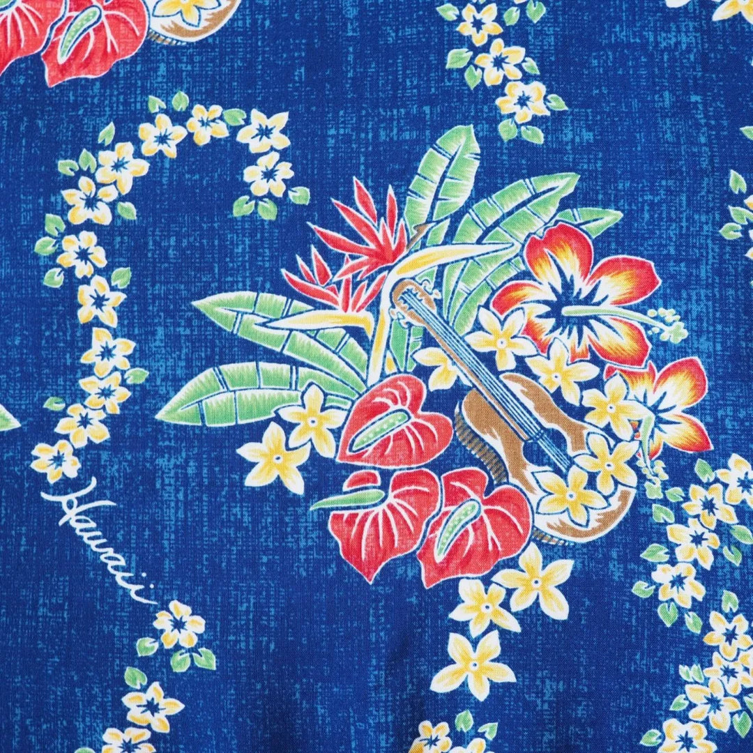 Hawaii Lei Blue Hawaiian Rayon Shirt - Made in Hawaii