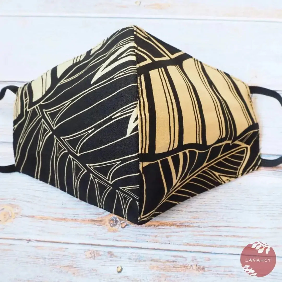 Hawaiian Face Mask • Black Palm Leaves - Made in Hawaii