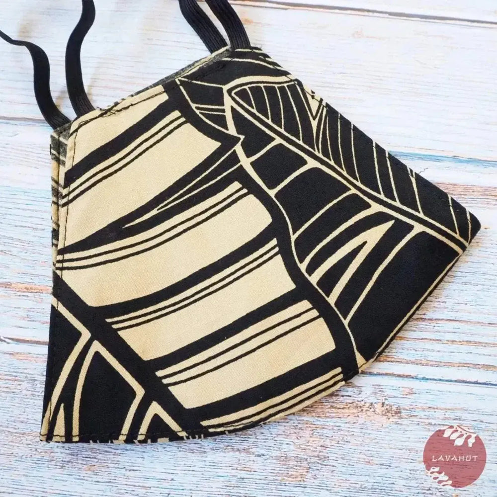Hawaiian Face Mask • Black Palm Leaves - Made in Hawaii
