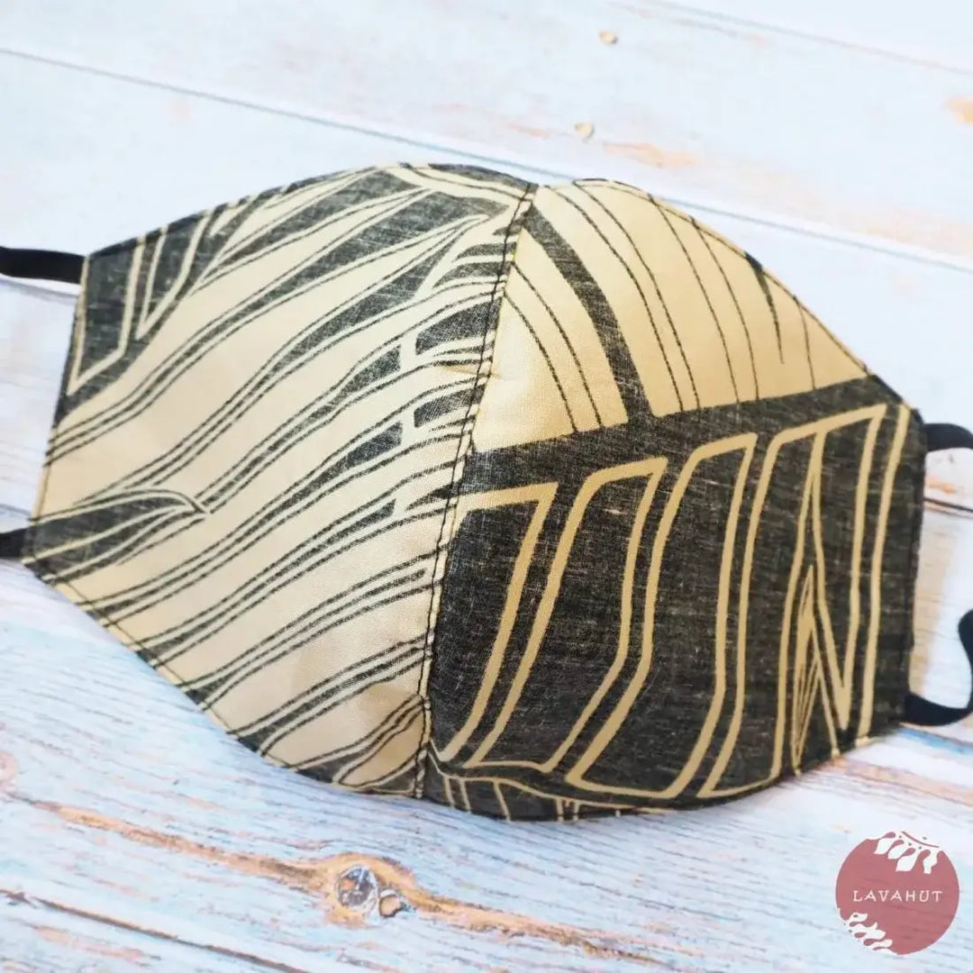 Hawaiian Face Mask • Black Palm Leaves - Made in Hawaii