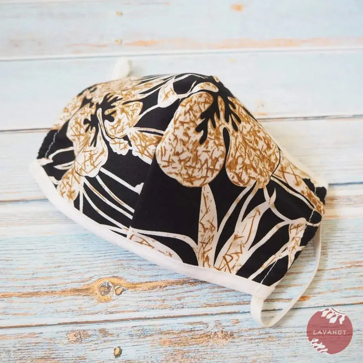 Hawaiian Face Mask • Black Sweet Pineapple + Trim - Made in Hawaii