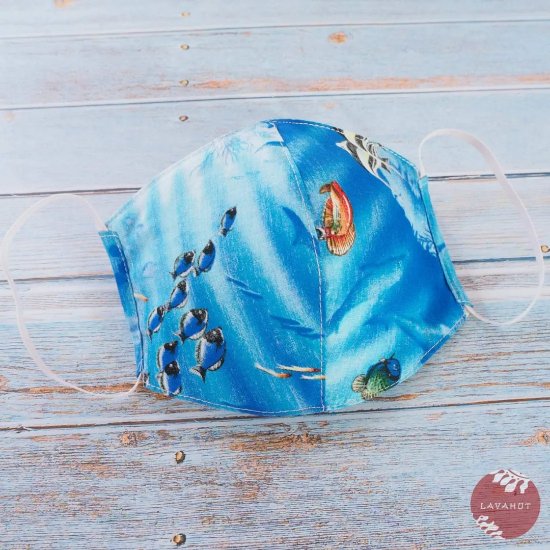 Hawaiian Face Mask ?? Blue Coral Reef - Made in Hawaii