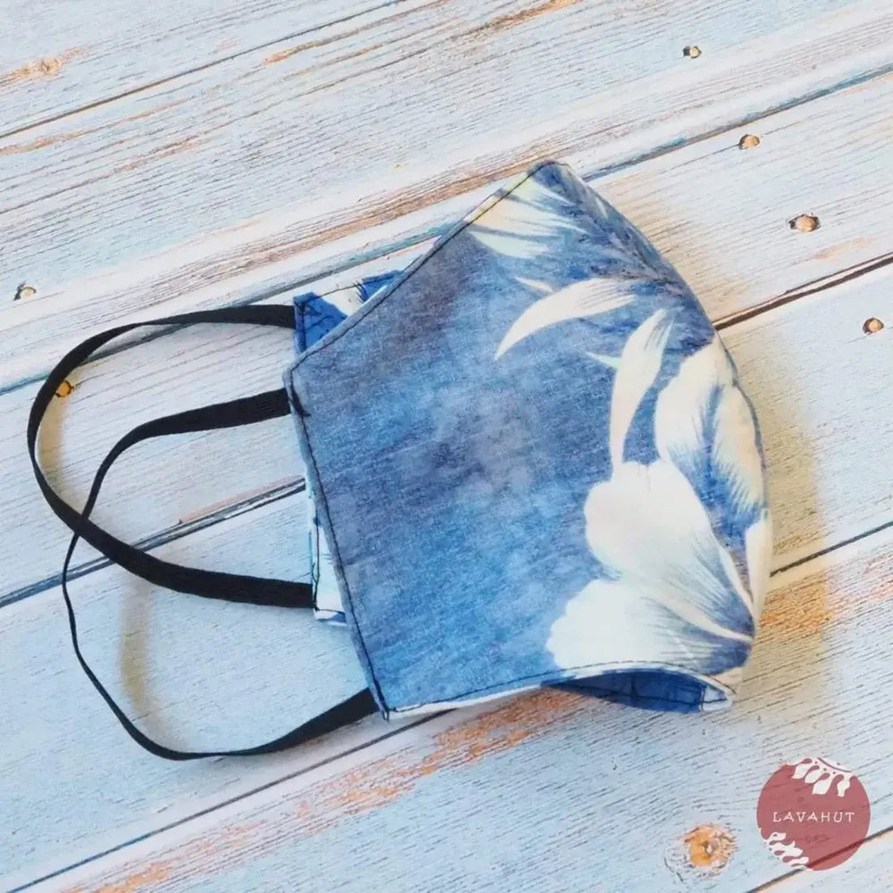 Hawaiian Face Mask • Blue Flower Power - Made in Hawaii