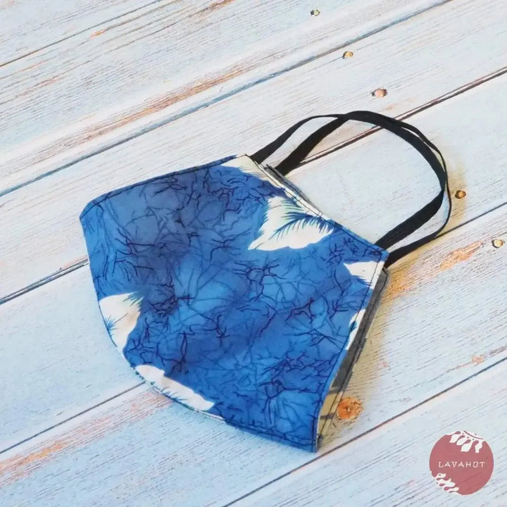 Hawaiian Face Mask • Blue Flower Power - Made in Hawaii
