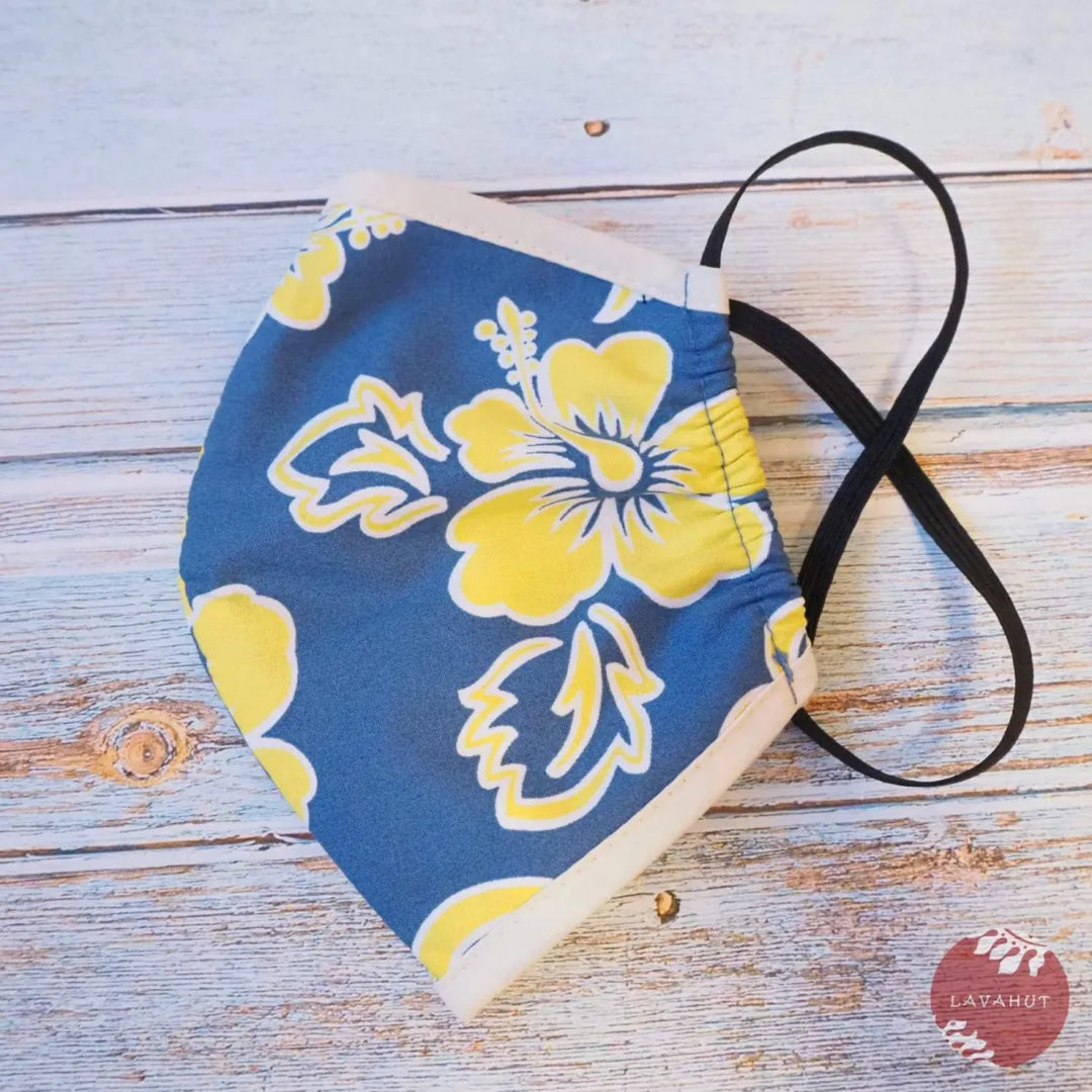 Hawaiian Face Mask • Blue Hang Loose + Trim - Made in Hawaii