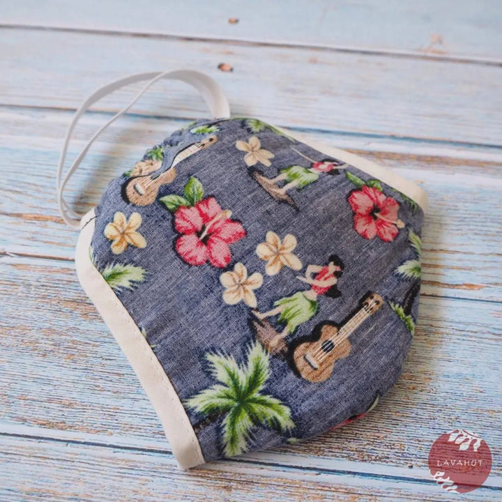 Hawaiian Face Mask • Blue Hula Girl + Trim – Authentic Hawaiian Face Mask by Lavahut