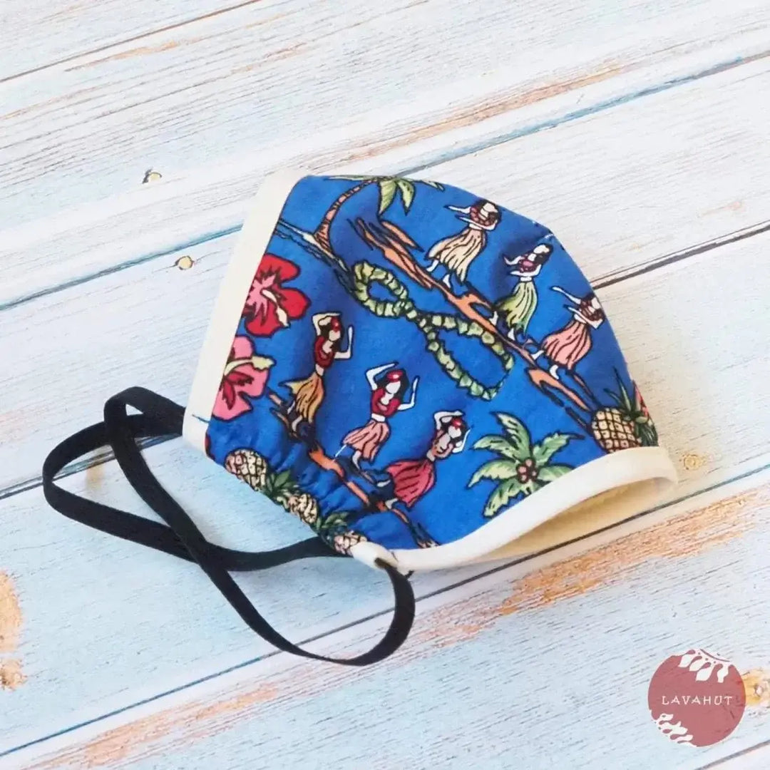 Hawaiian Face Mask • Blue Luau + Trim - Made in Hawaii