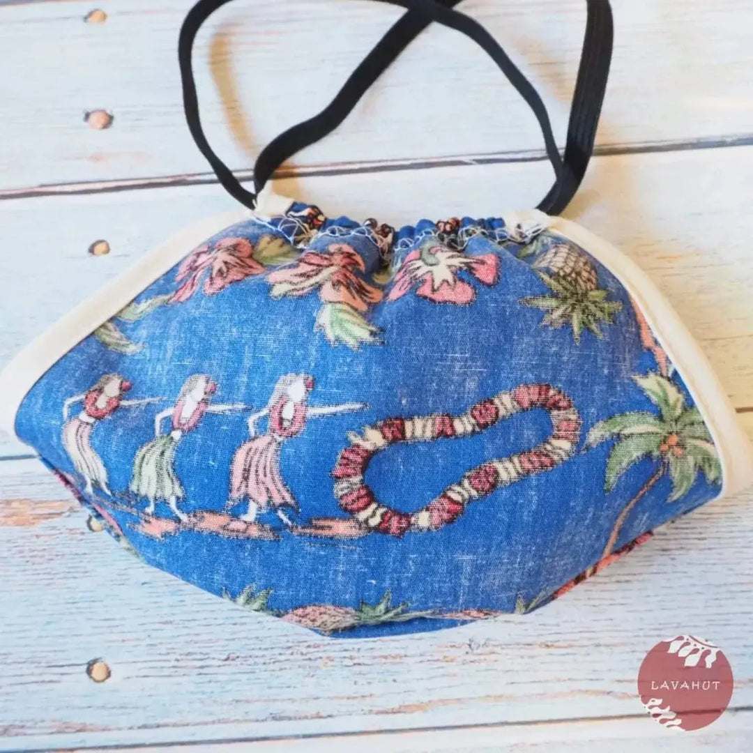 Hawaiian Face Mask • Blue Luau + Trim - Made in Hawaii