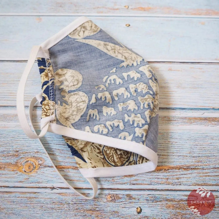Hawaiian Face Mask • Blue Sweet Pineapple + Trim – Authentic Hawaiian Face Mask by Lavahut