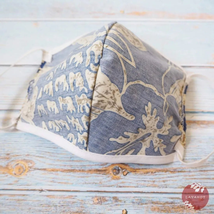 Hawaiian Face Mask • Blue Sweet Pineapple + Trim – Authentic Hawaiian Face Mask by Lavahut