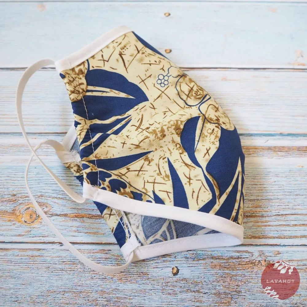 Hawaiian Face Mask • Blue Sweet Pineapple + Trim – Authentic Hawaiian Face Mask by Lavahut