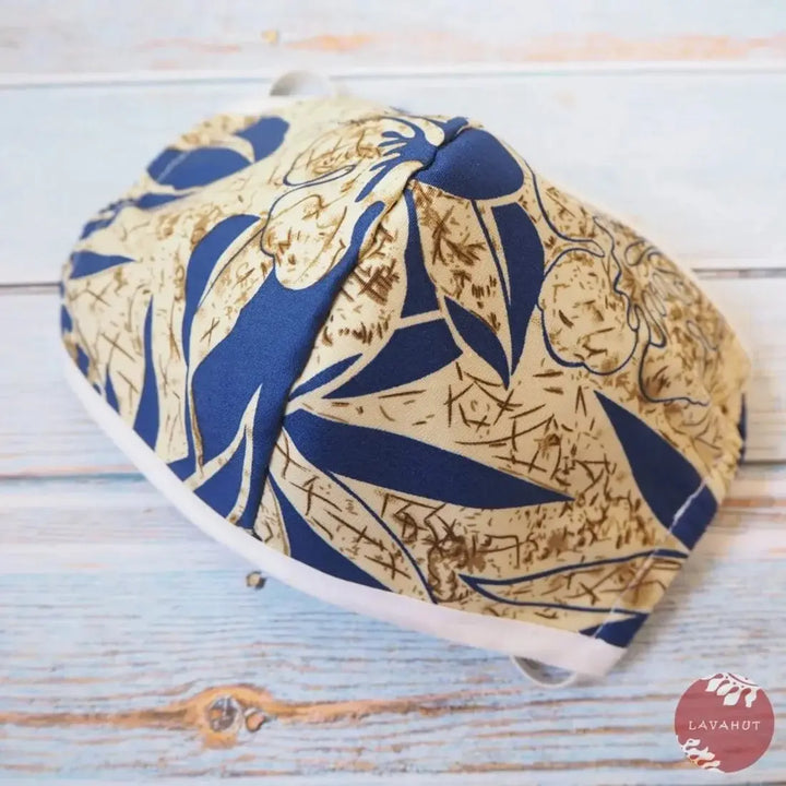 Hawaiian Face Mask • Blue Sweet Pineapple + Trim - Made in Hawaii