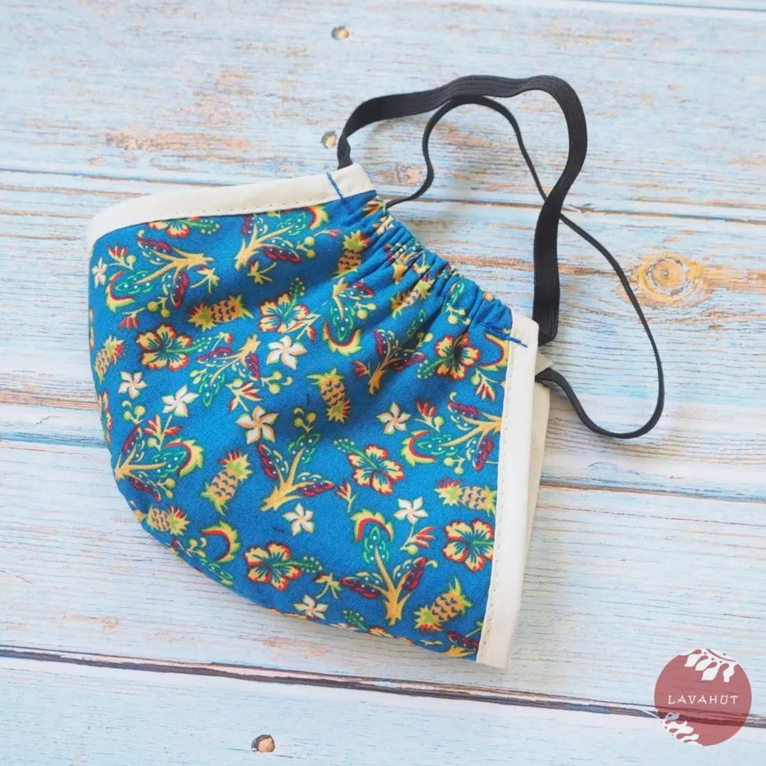 Hawaiian Face Mask • Blue Waikiki + Trim – Authentic Hawaiian Face Mask by Lavahut