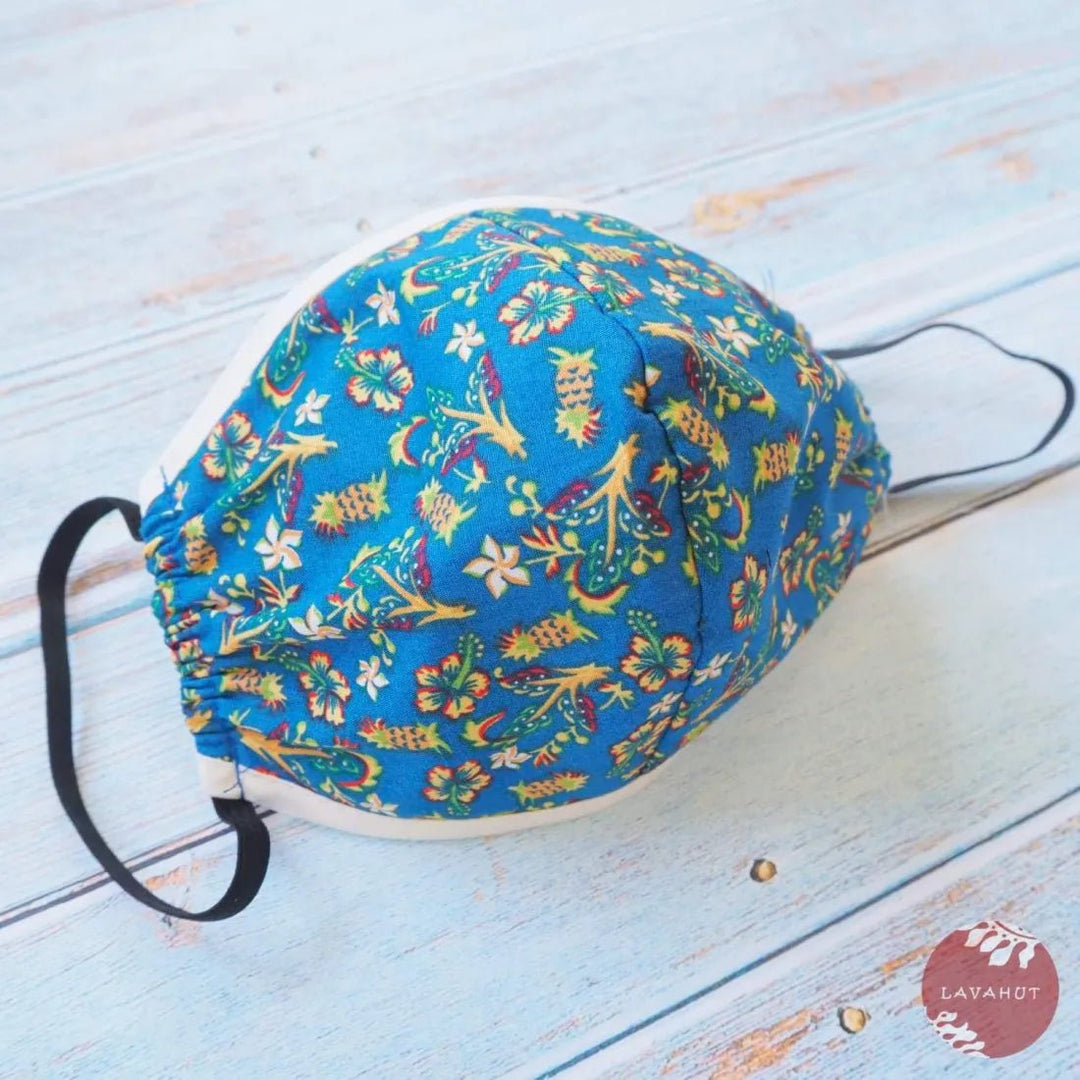 Hawaiian Face Mask • Blue Waikiki + Trim – Authentic Hawaiian Face Mask by Lavahut