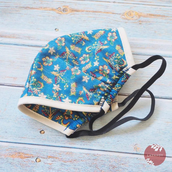Hawaiian Face Mask • Blue Waikiki + Trim – Authentic Hawaiian Face Mask by Lavahut