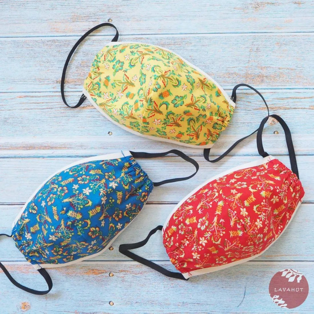 Hawaiian Face Mask • Blue Waikiki + Trim – Authentic Hawaiian Face Mask by Lavahut