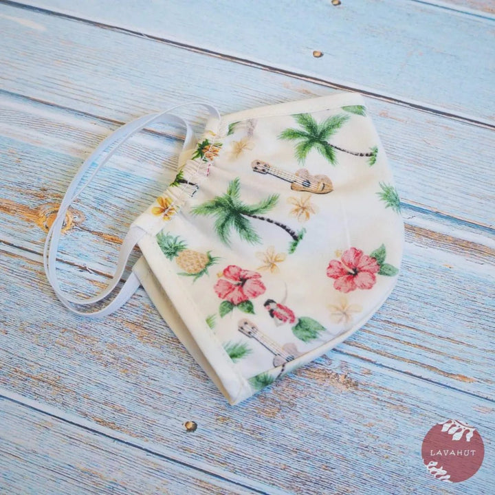 Hawaiian Face Mask • Cream Hula Girl + Trim – Authentic Hawaiian Face Mask by Lavahut