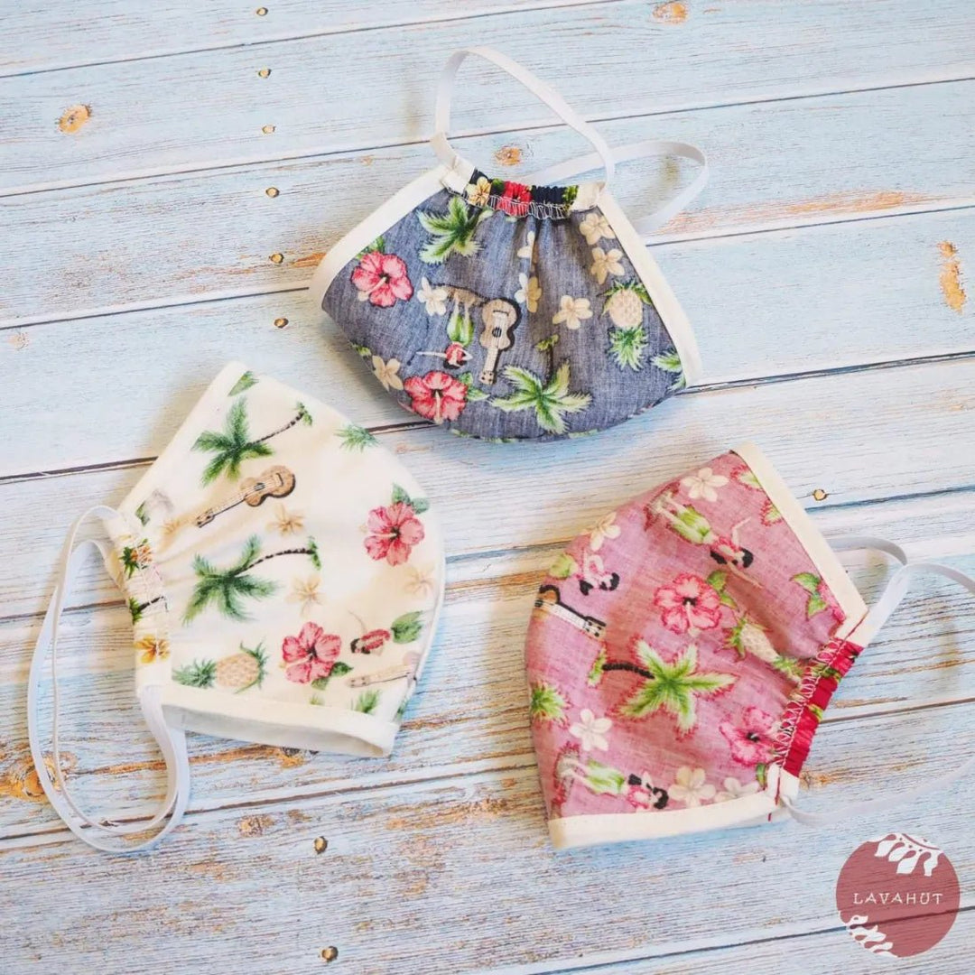 Hawaiian Face Mask • Cream Hula Girl + Trim – Authentic Hawaiian Face Mask by Lavahut