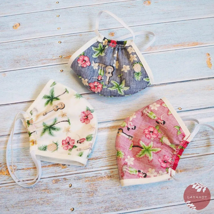 Hawaiian Face Mask • Cream Hula Girl + Trim – Authentic Hawaiian Face Mask by Lavahut