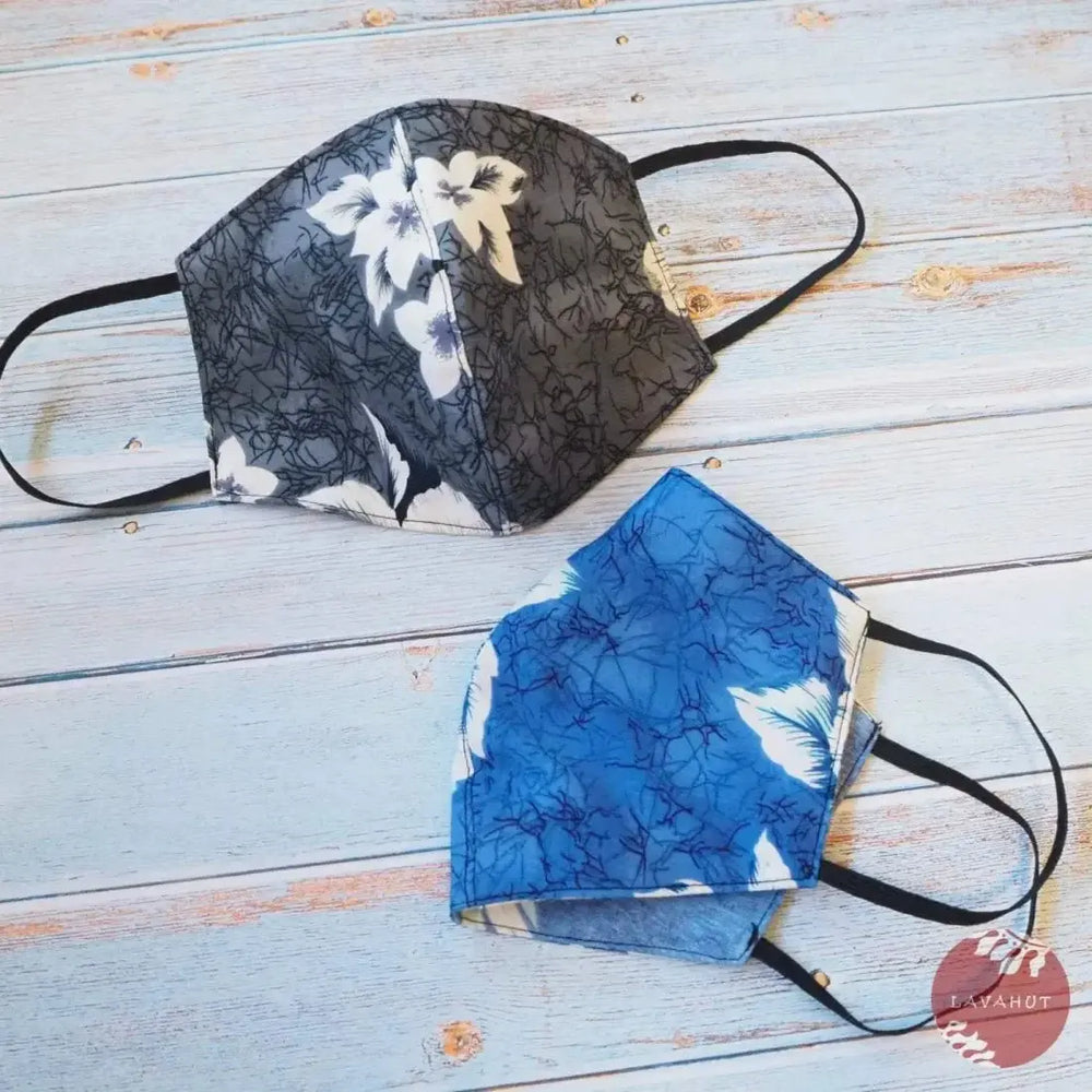 Hawaiian Face Mask • Grey Flower Power - Made in Hawaii