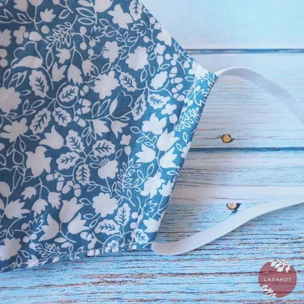 Hawaiian Face Mask • Light Blue Garden - Made in Hawaii