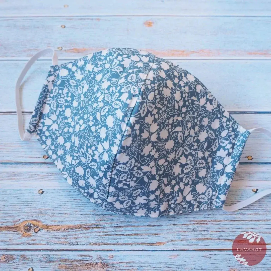 Hawaiian Face Mask • Light Blue Garden - Made in Hawaii