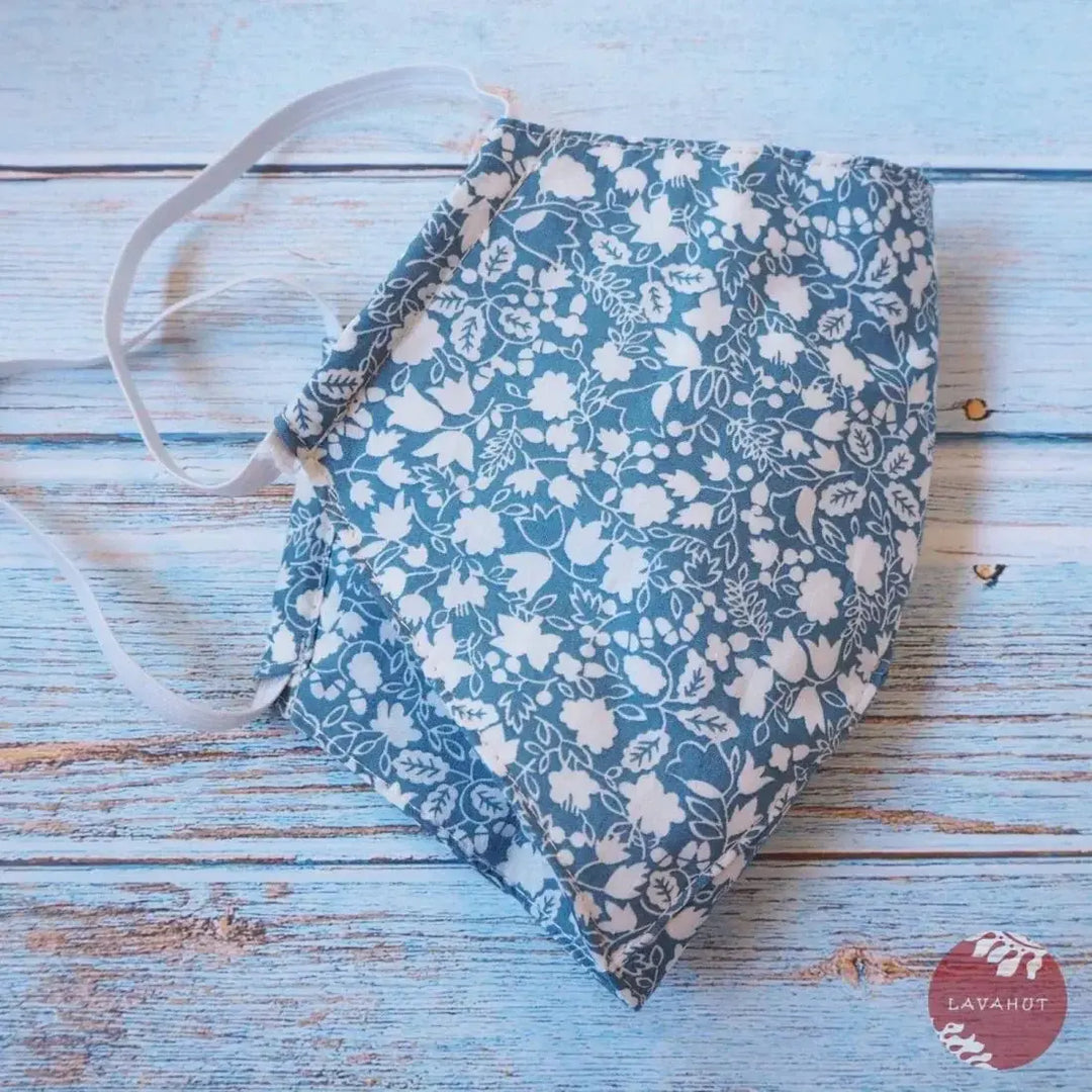 Hawaiian Face Mask • Light Blue Garden - Made in Hawaii
