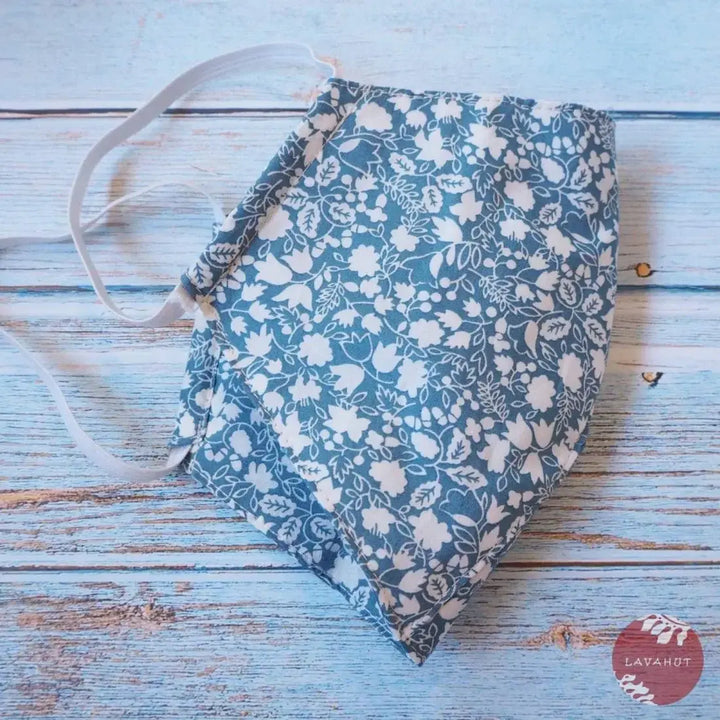Hawaiian Face Mask • Light Blue Garden - Made in Hawaii